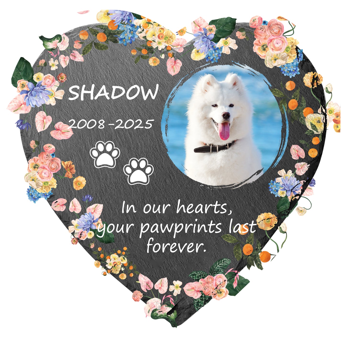Perfectails Pet Memorial Plaques (Heart, Flower Wreath & Paw) | Pet Sympathy Gift
