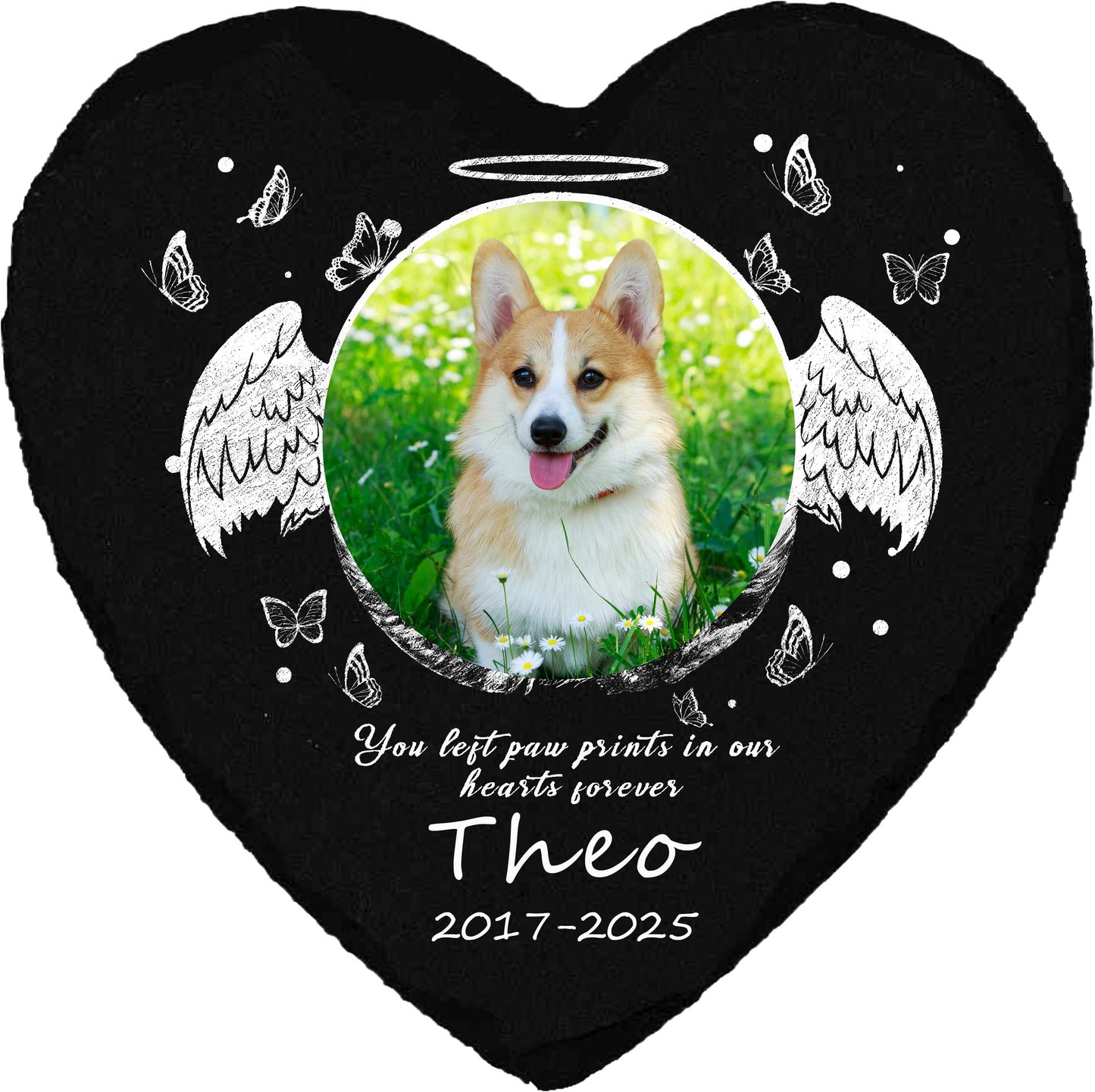 Perfectails Heart Pet Memorial Plaques (Angel Wings + Butterfly) | Loved Pet Sympathy Gift
