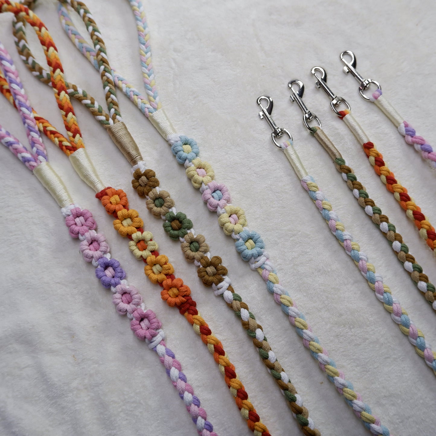 Orange & Yellow | 5-Flower Handwoven Decorative Dog Leash