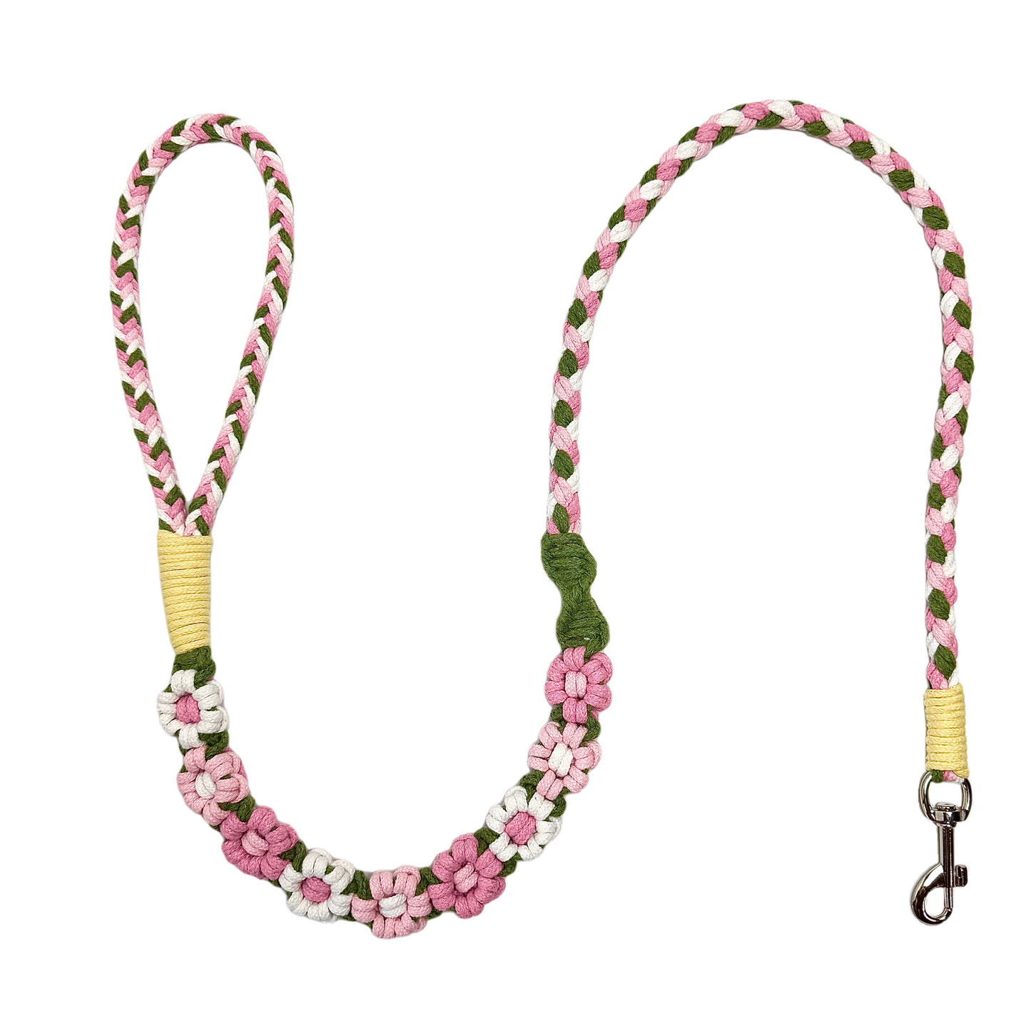 Pink & Green | 9-Flower Handwoven Decorative Dog Leash