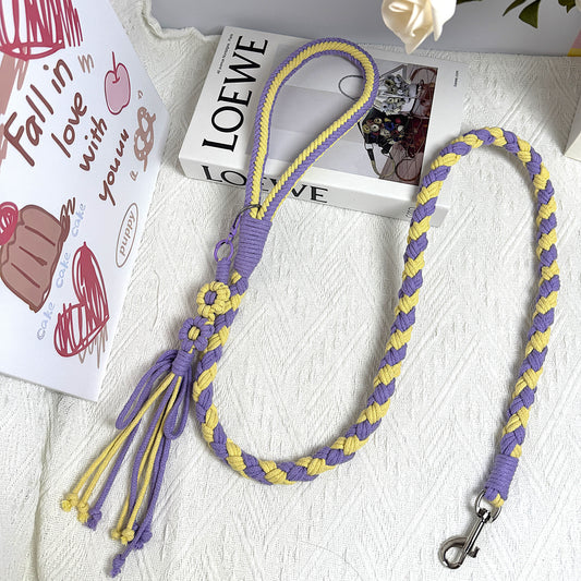 Purple & Yellow | Handmade Rope Dog Leash