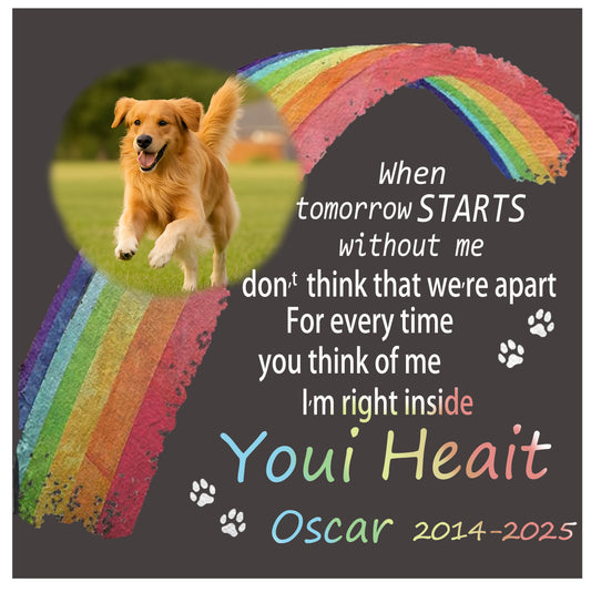Perfectails Pet Memorial Plaques (Rainbow & Paw Print) | Always in Your Heart Pet Sympathy Gift