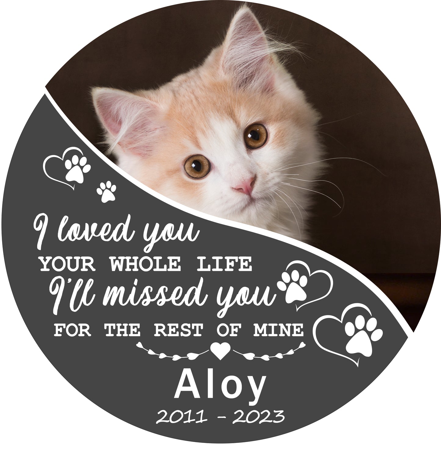Perfectails Pet Memorial Plaques - Split Design Paw Print Heart Custom Photo Cat Plaque | Pet Sympathy Gift