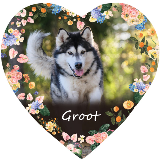 Perfectails Pet Memorial Plaques (Heart, Colorful Flower Wreath) | Pet Sympathy Gift