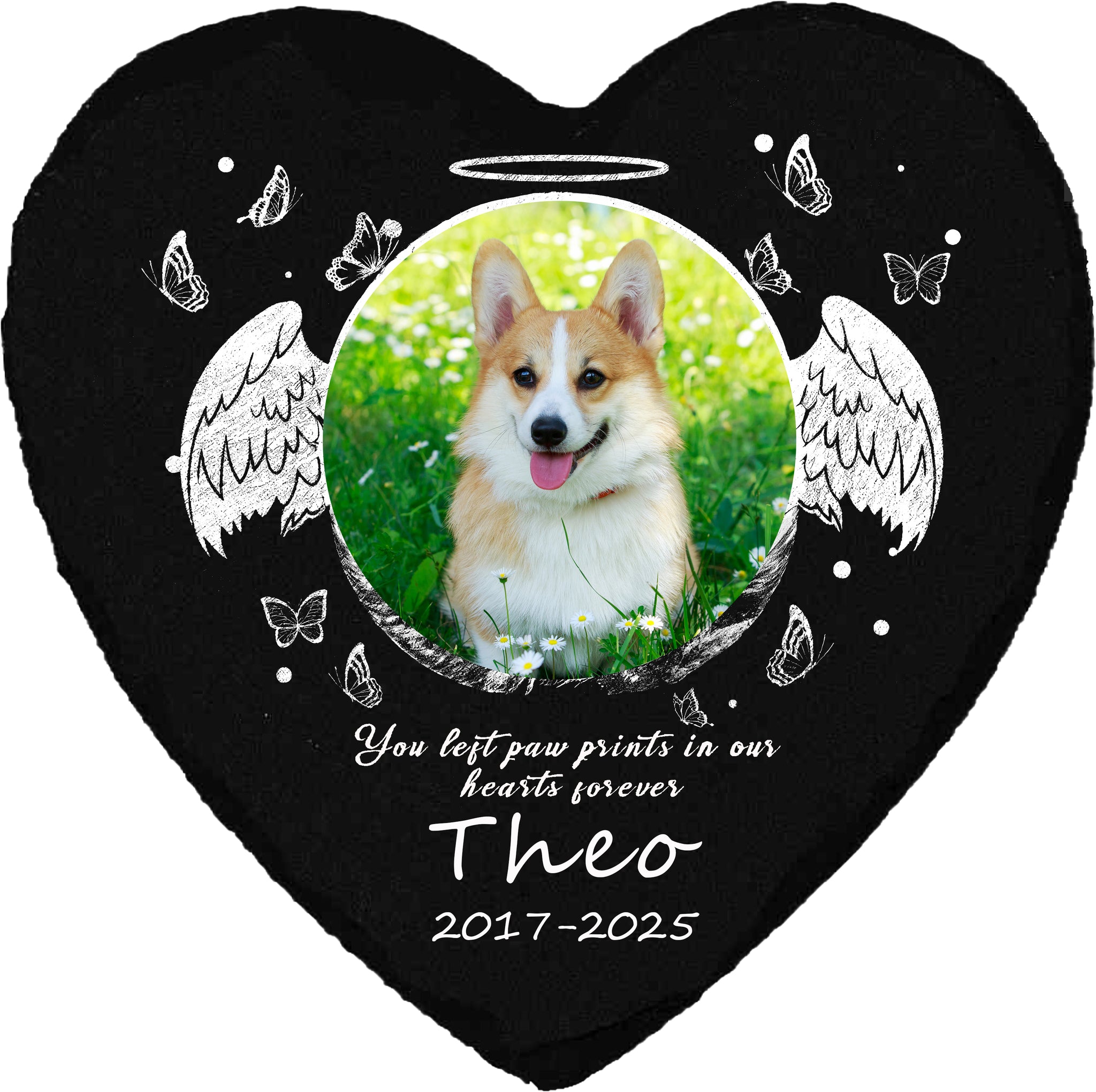 Perfectails Heart Pet Memorial Plaques (Angel Wings + Butterfly) | Loved Pet Sympathy Gift