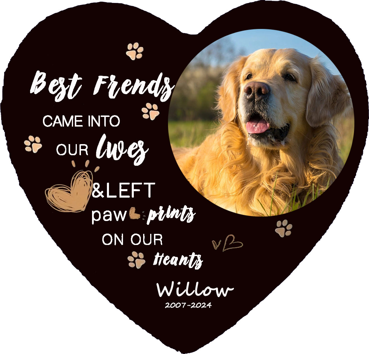 Perfectails Pet Memorial Plaques (Heart, Paw & Heart) | Best Friend Pet Sympathy Gift
