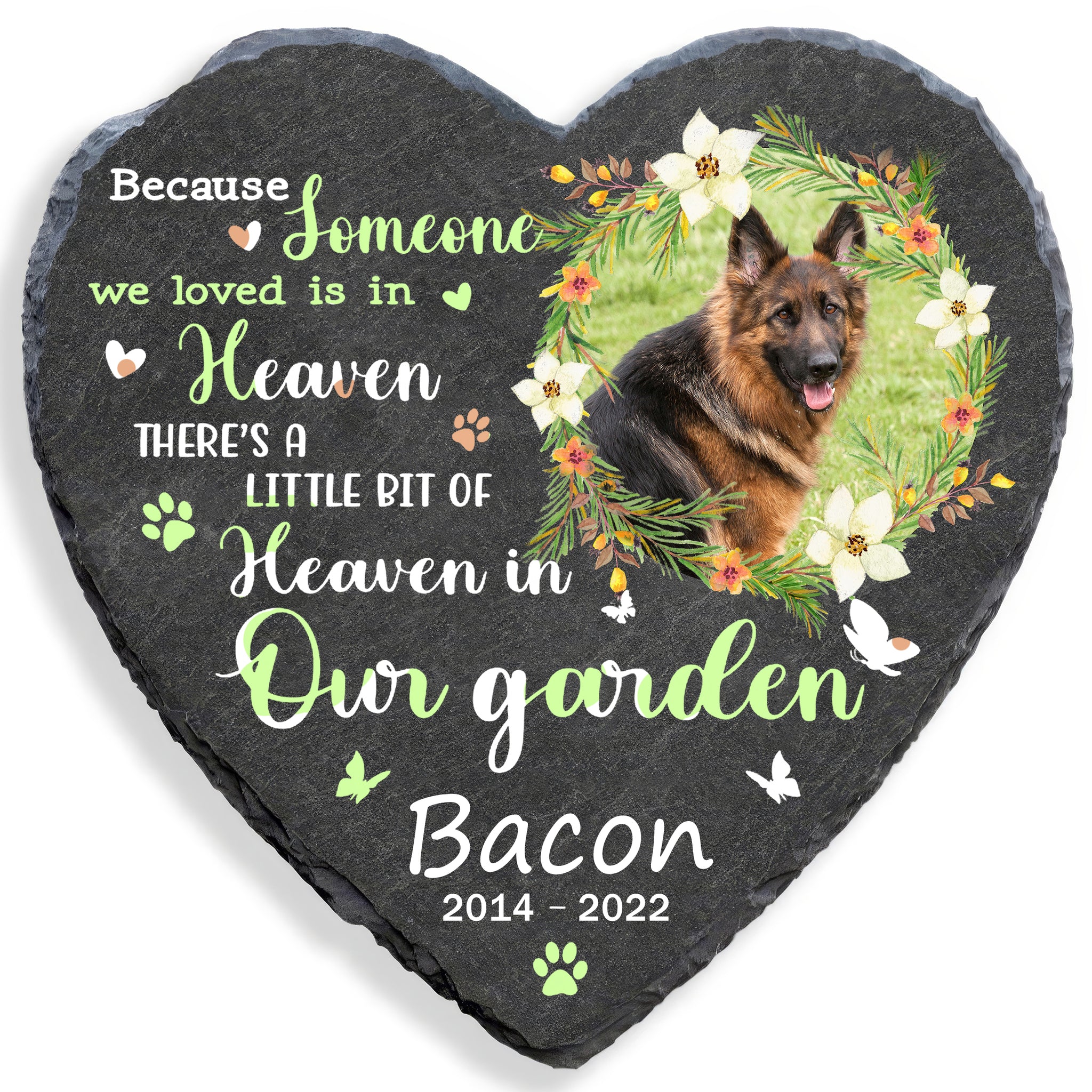 Perfectails Loved Pet Heart Memorial (White Flower Wreath) | Pet Sympathy Gift