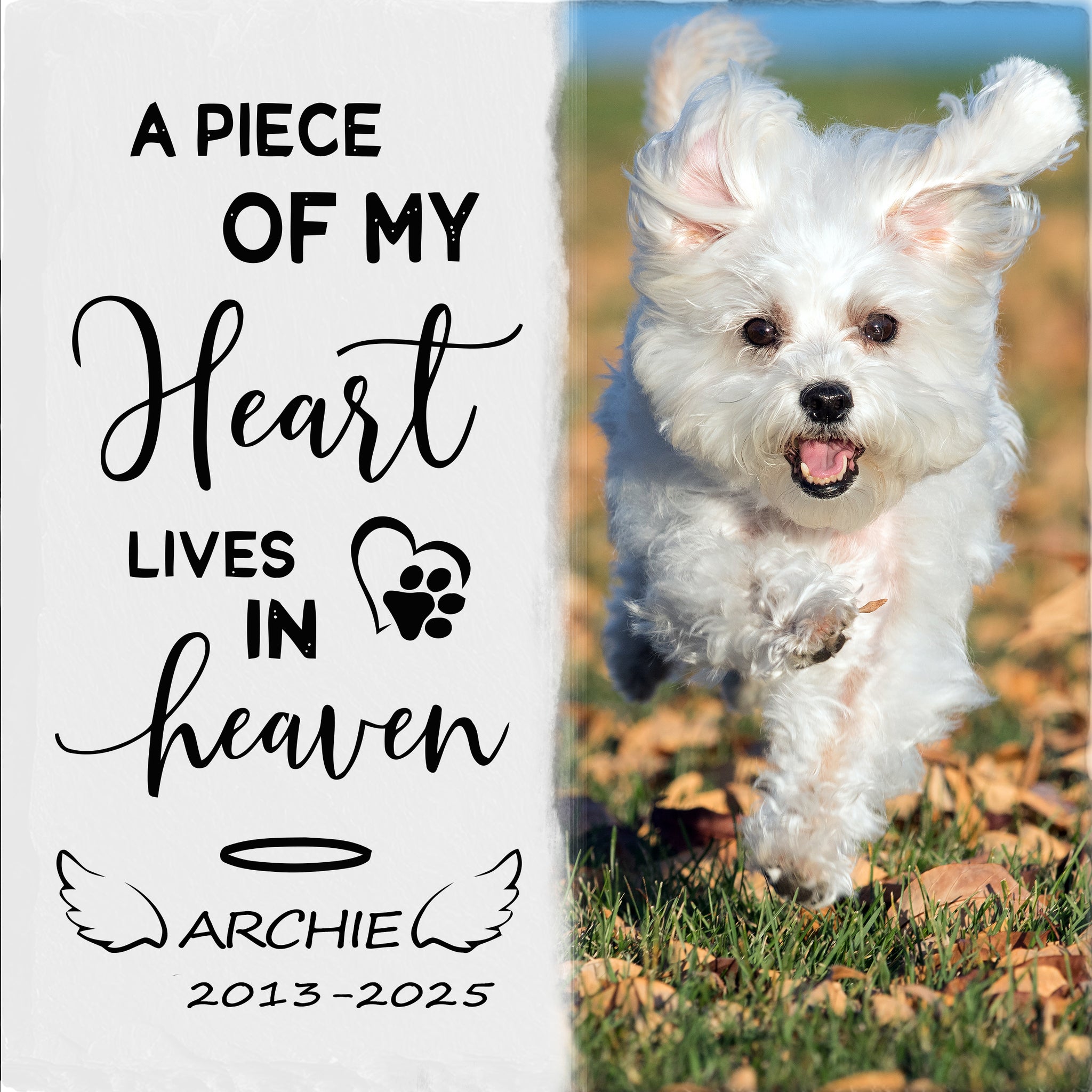 Perfectails Pet Memorial Plaques (Split-Panel, Paw Heart & Angel Wings) | Heart in Heaven Pet Sympathy Gift