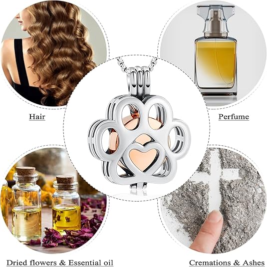 Dog/Cat Paw Ashes Stainless Steel Memorial Box Urn Necklace