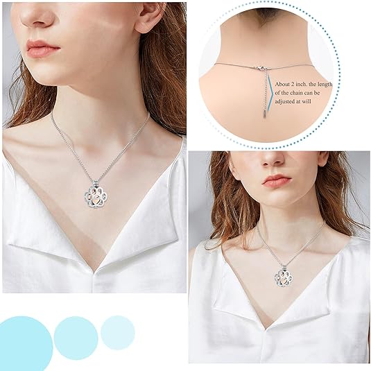 Dog/Cat Paw Ashes Stainless Steel Memorial Box Urn Necklace
