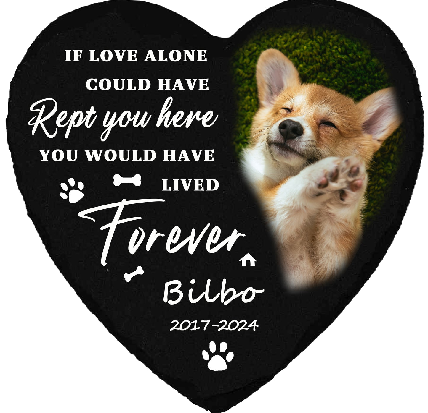 Perfectails Heart Pet Memorial Plaques - Custom Name, Photo & Date Cat/Dog Remembrance Plaque with Paw & Bone Accents |Pet Sympathy Gift