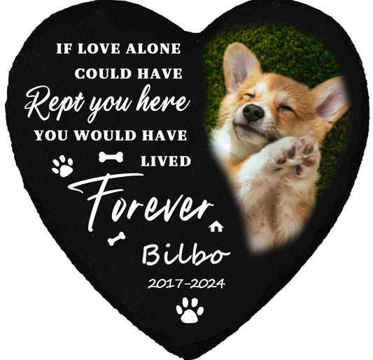 Perfectails Heart Pet Memorial Plaques - Custom Name, Photo & Date Cat/Dog Remembrance Plaque with Paw & Bone Accents |Pet Sympathy Gift