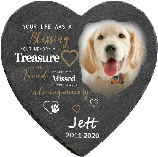 Perfectails Granite Heart Pet Memorial Plaques - Custom Name, Photo & Date Cat/Dog Remembrance Plaque | Pet Sympathy Gift