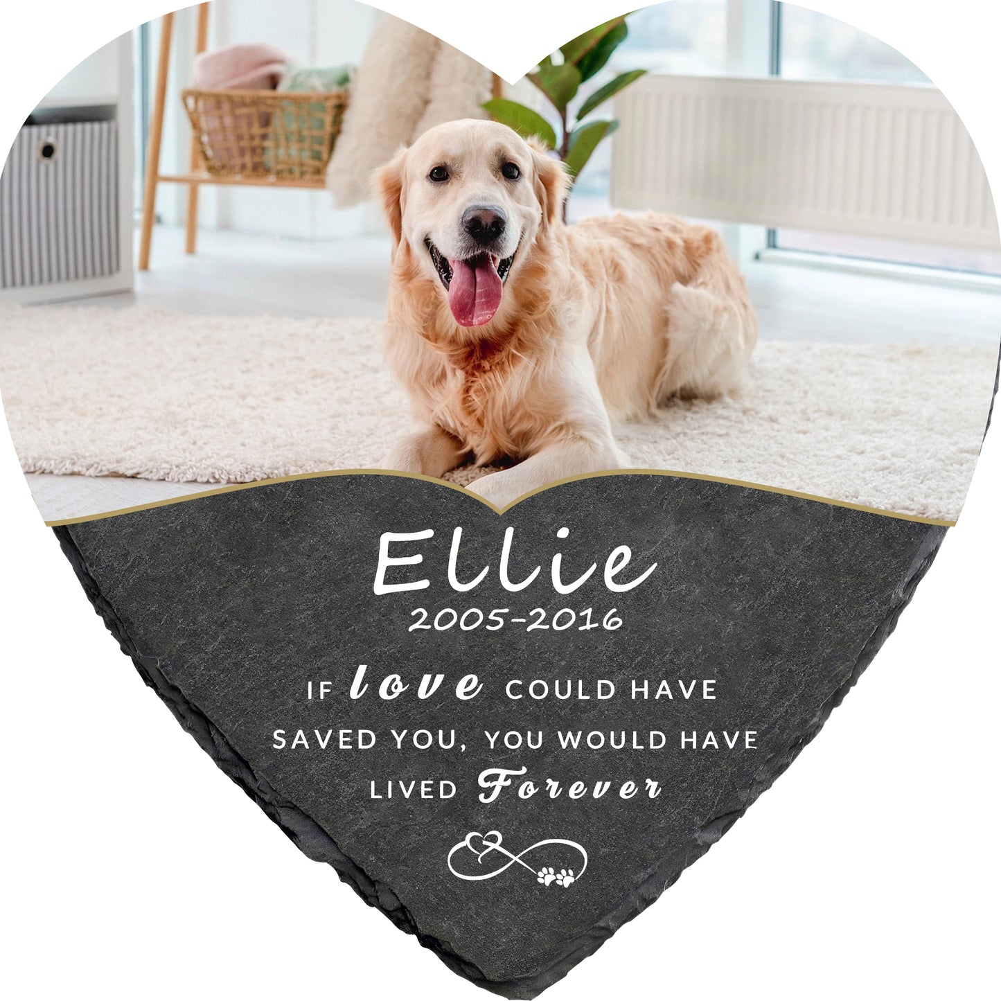 Perfectails Heart Shape Pet Memorial Plaques - Custom Photo Cat/Dog Remembrance Plaque with Infinity Paw Print | Pet Sympathy Gift