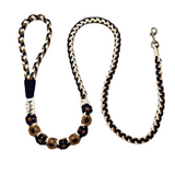 Black & Brown | 9-Flower Handwoven Decorative Dog Leash