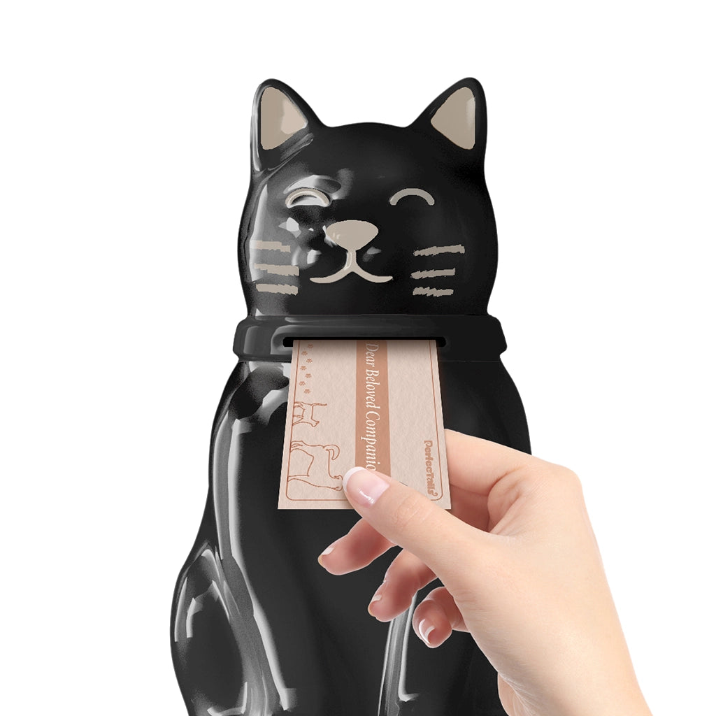 black cat urn with letter slot