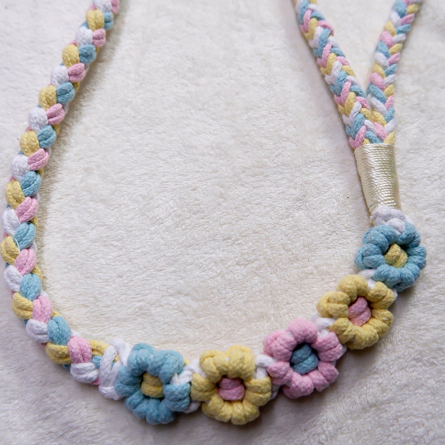 Blue & Yellow | 5-Flower Handwoven Decorative Dog Leash