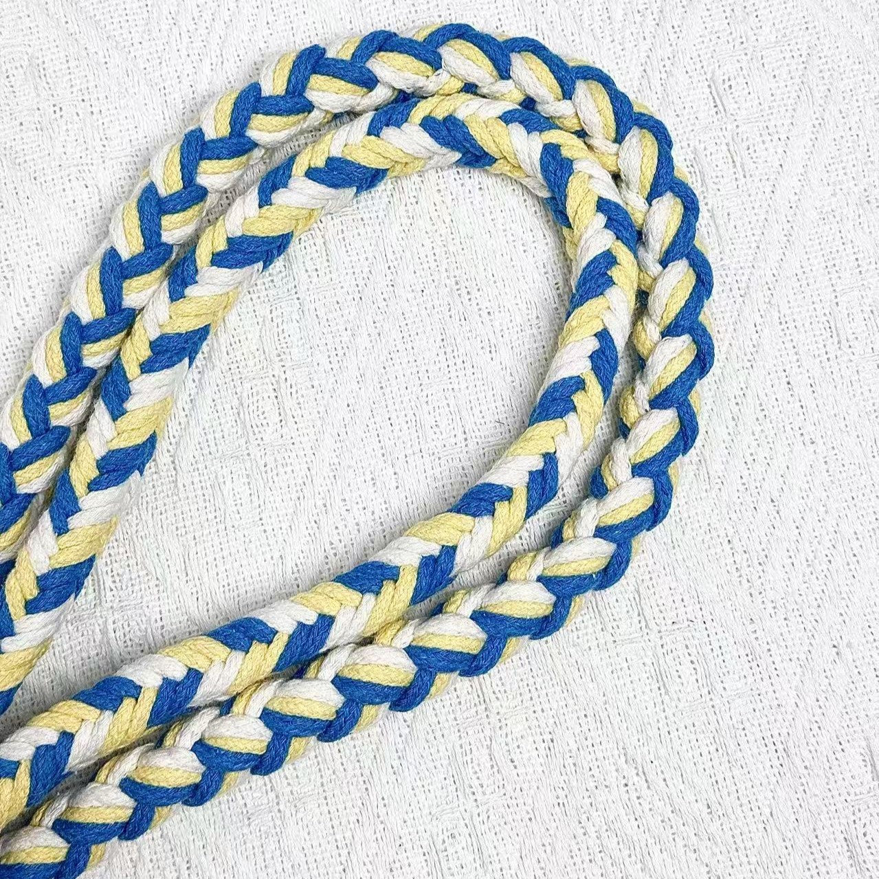 Blue & Yellow | 9-Flower Handwoven Decorative Dog Leash