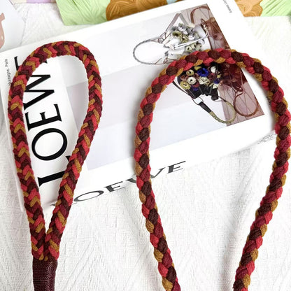 Red & Brown | 5-Flower Handwoven Decorative Dog Leash