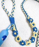 Blue & Yellow | 9-Flower Handwoven Decorative Dog Leash