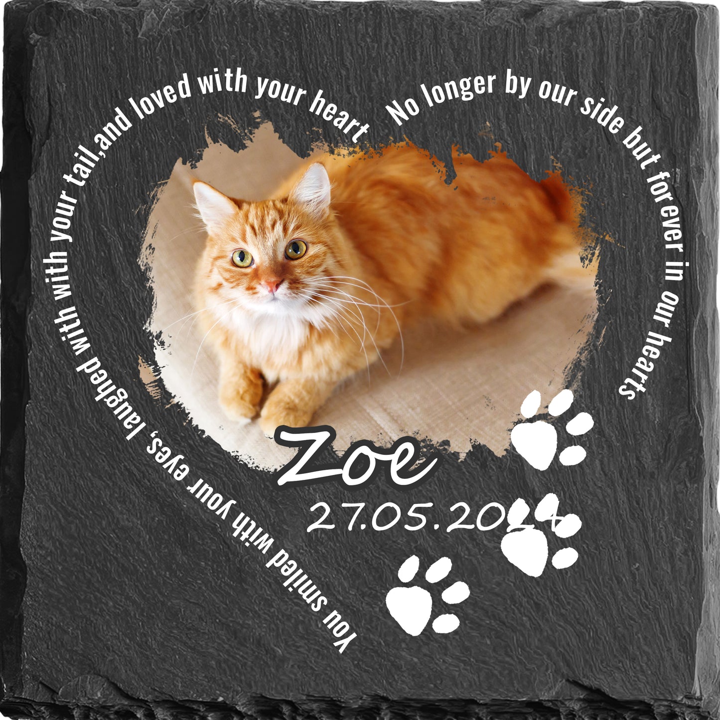Perfectails Pet Memorial Plaques (Square Slate, Paw Print) | Loved Pet Sympathy Gift