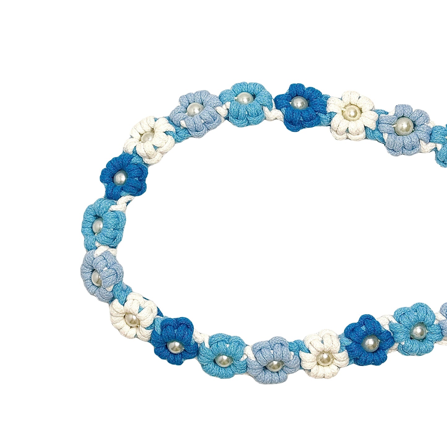 Azure Drift Ombre | 25-Flower Handwoven Decorative Dog Leash