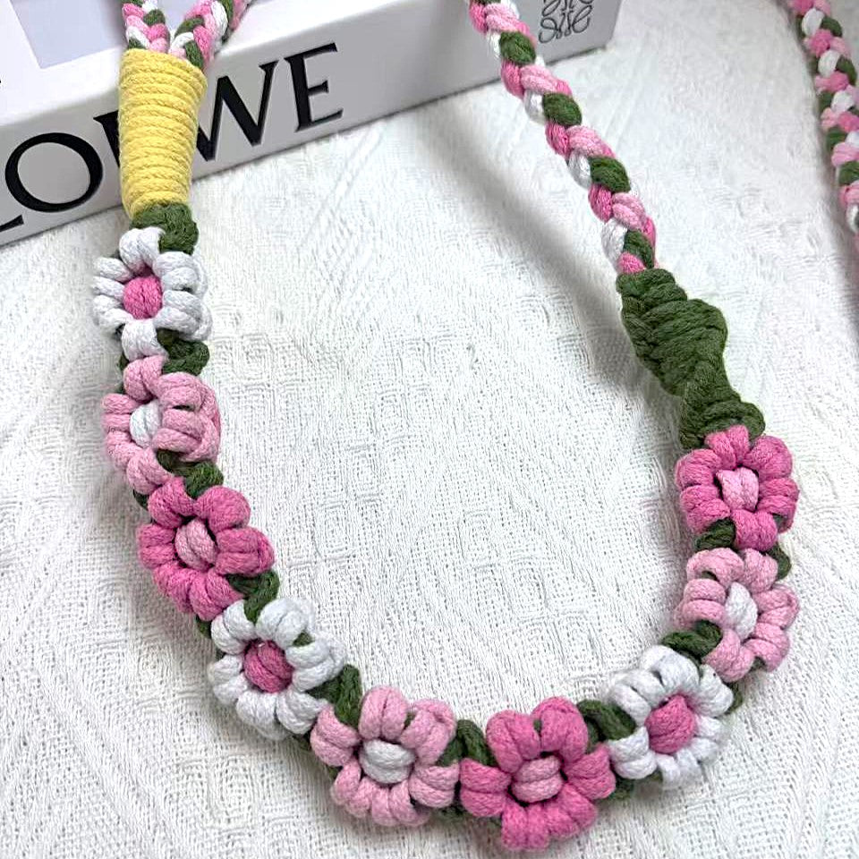 Pink & Green | 9-Flower Handwoven Decorative Dog Leash