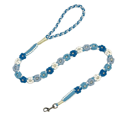 Azure Drift Ombre | 25-Flower Handwoven Decorative Dog Leash