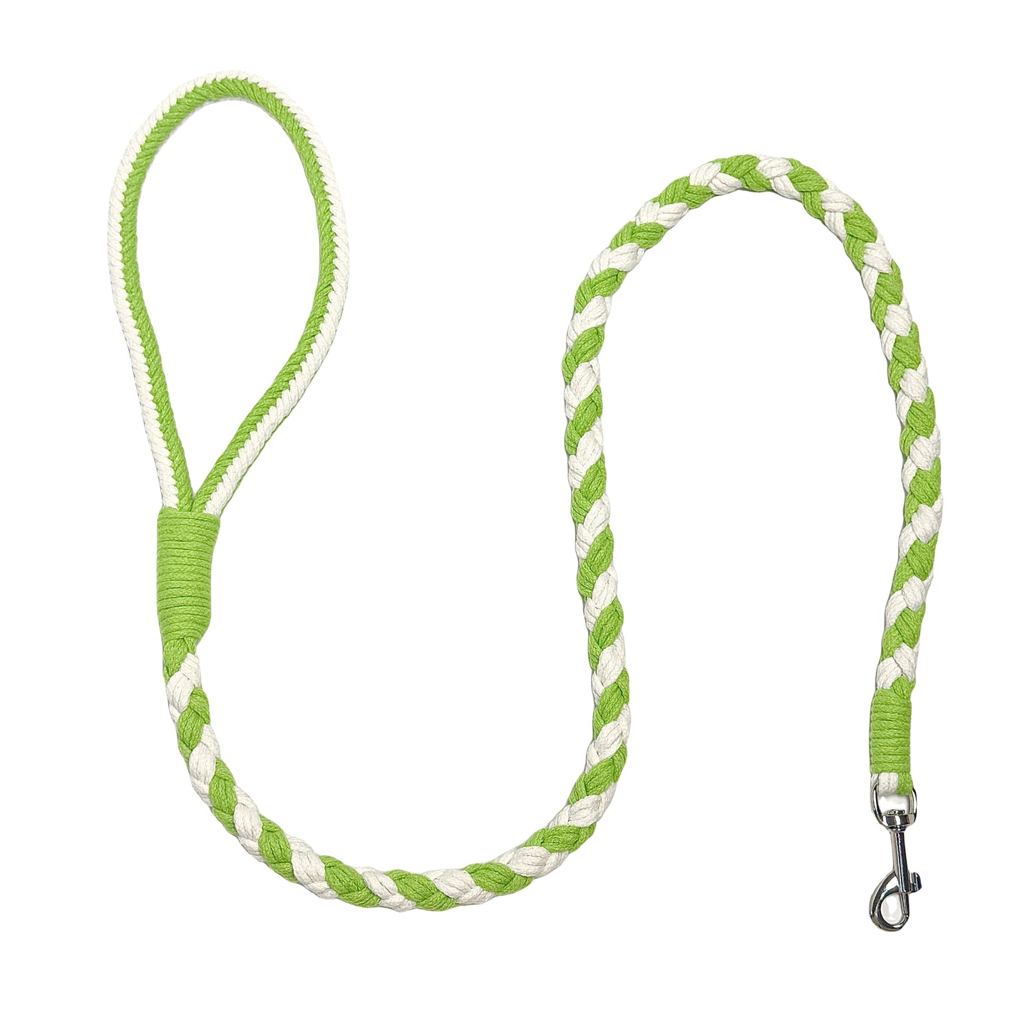 Green & White | Handmade Rope Dog Leash