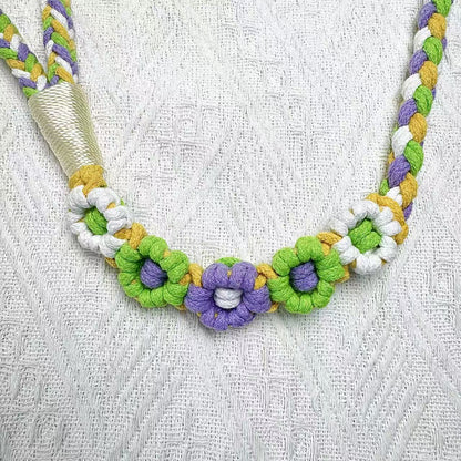 Green & Yellow | 5-Flower Handwoven Decorative Dog Leash