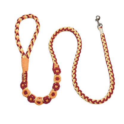 Orange & Red | 9-Flower Handwoven Decorative Dog Leash