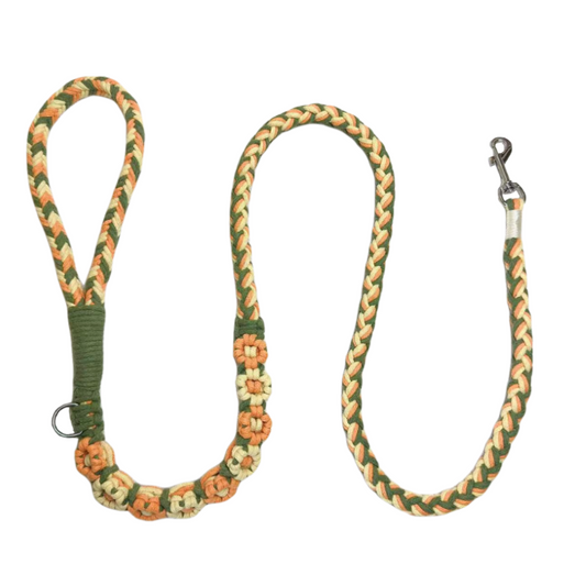 Orange & Yellow | 9-Flower Handwoven Decorative Dog Leash
