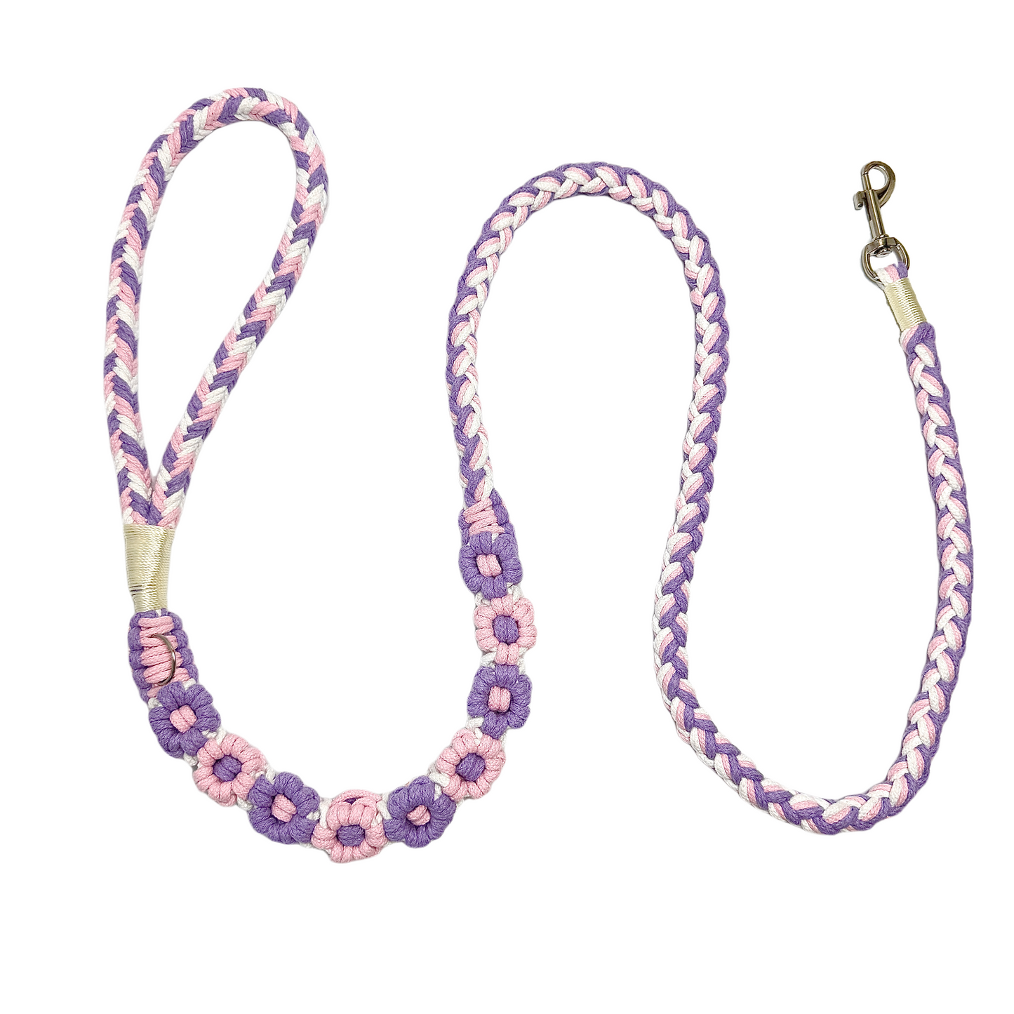 Pink & Purple | 9-Flower Handwoven Decorative Dog Leash