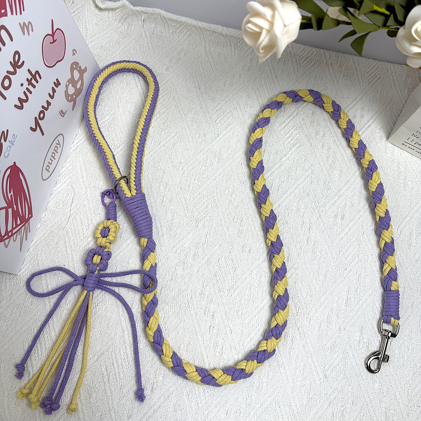 Purple & Yellow | Handmade Rope Dog Leash