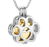Dog/Cat Paw Ashes Stainless Steel Memorial Box Urn Necklace