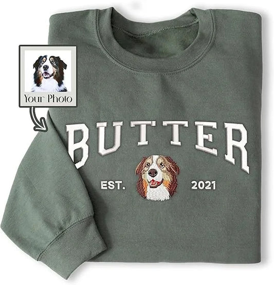 Custom embroidered pet portrait T-shirts/hoodies/sweatshirts