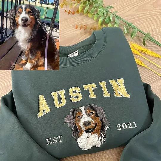 Custom embroidered pet portrait T-shirts/hoodies/sweatshirts