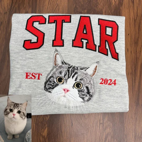 Custom embroidered pet portrait T-shirts/hoodies/sweatshirts