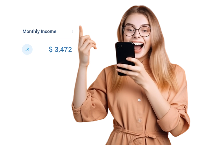 a woman using the phone