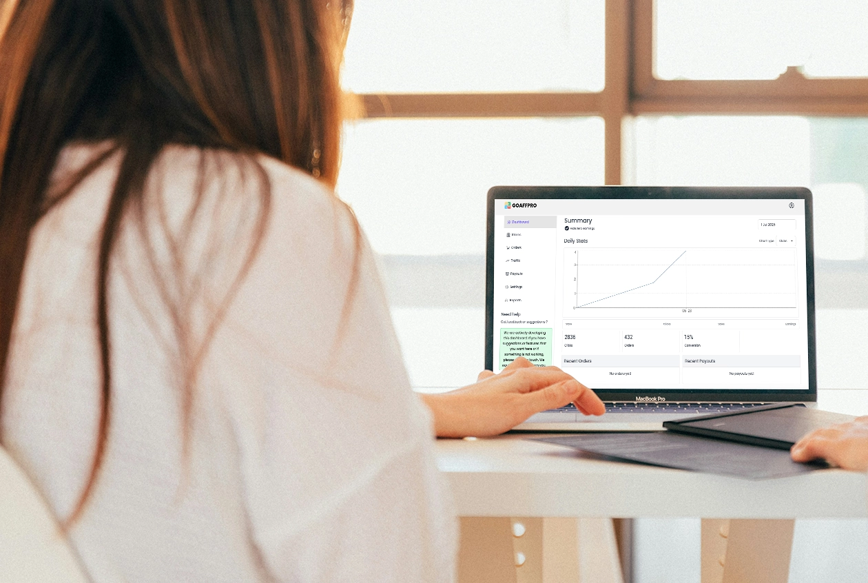 perfecTails affiliate program:a woman is using computer